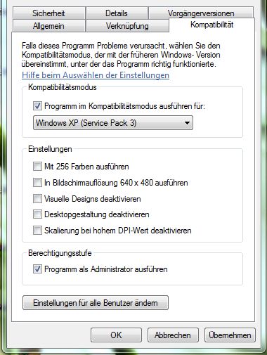 kompatibilitaetsmodus Windows 7 Installationshinweise